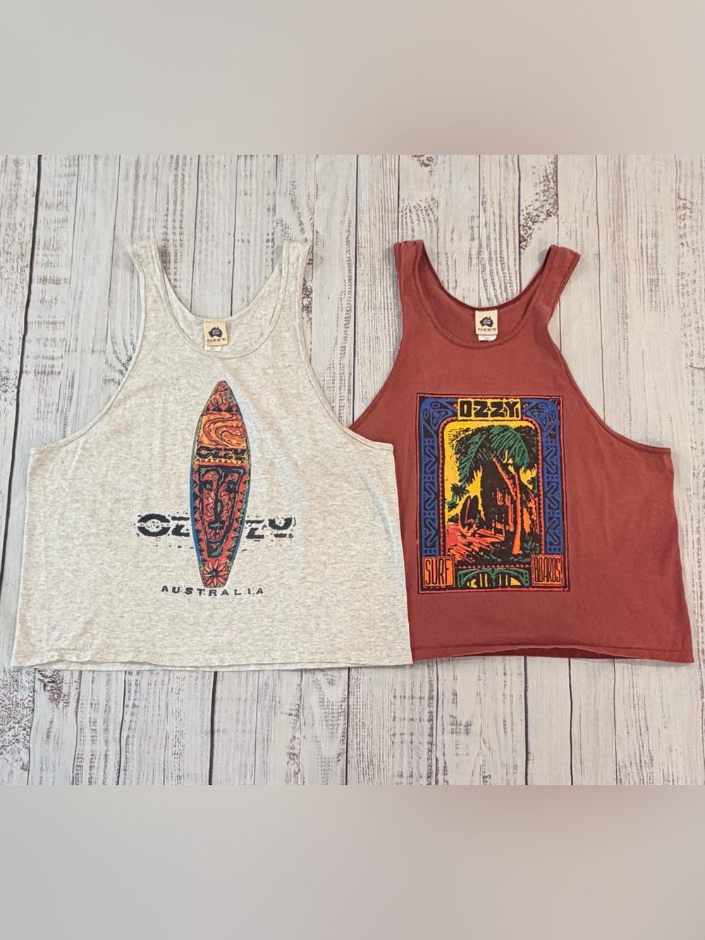Lot Of 2 Vintage 90s Ozzy Surfboard Tank Tops Men’s 2X Australia Hawaiian Surf
